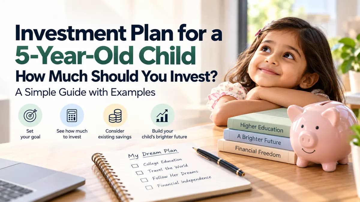 Investment plan for a 5-year-old child in India showing education savings, financial goals and monthly investing